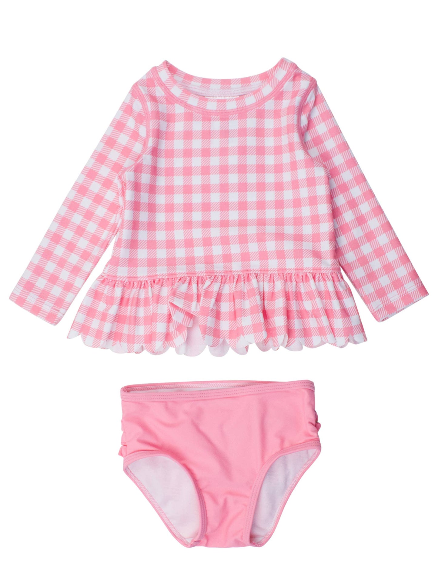 Gingham Rash Guard 2-Piece Swimsuit