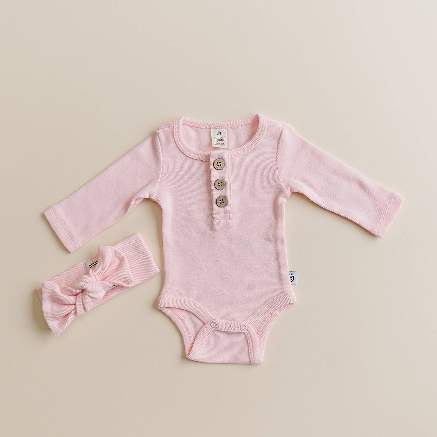 Organic 3 Button Bodysuit | Pink