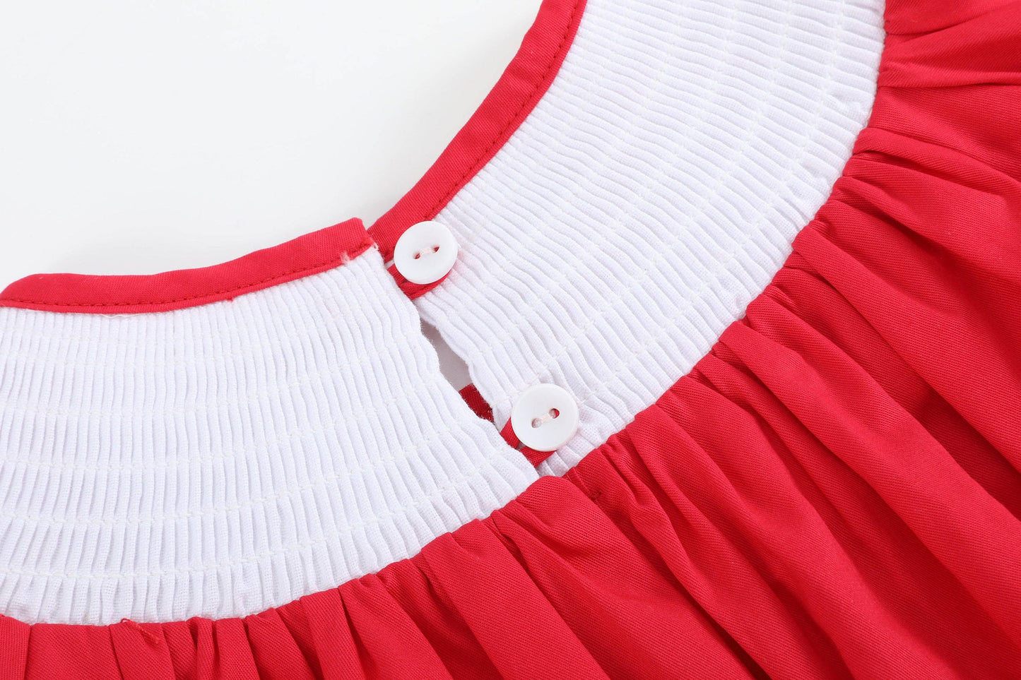 Red Heart and Lace Smocked Bishop Dress