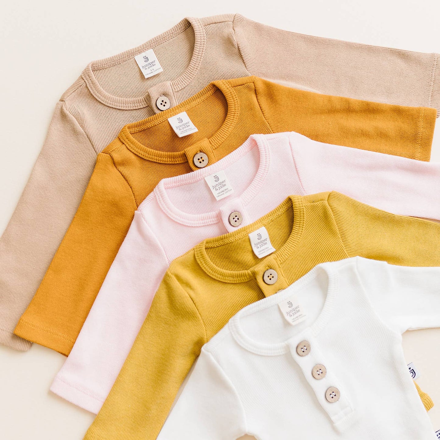 Organic 3 Button Bodysuit | Latte