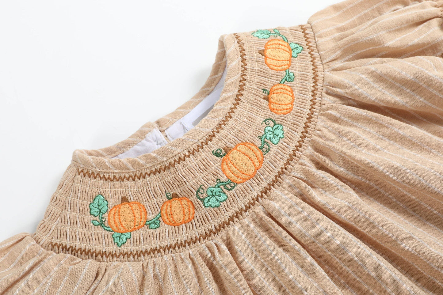 Brown Pumpkin Smocked Dress and Bloomer Set