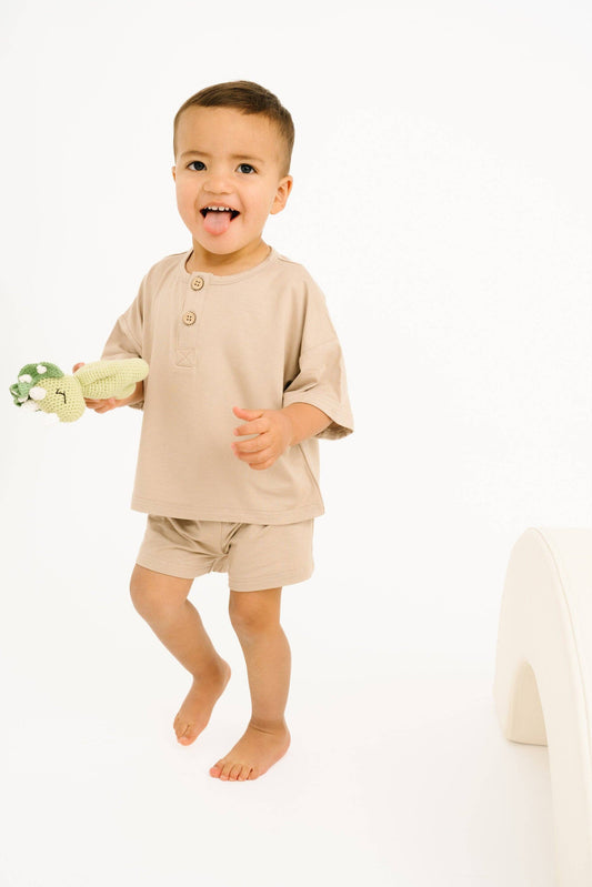 Sandstone Bamboo Button Slouchy Set