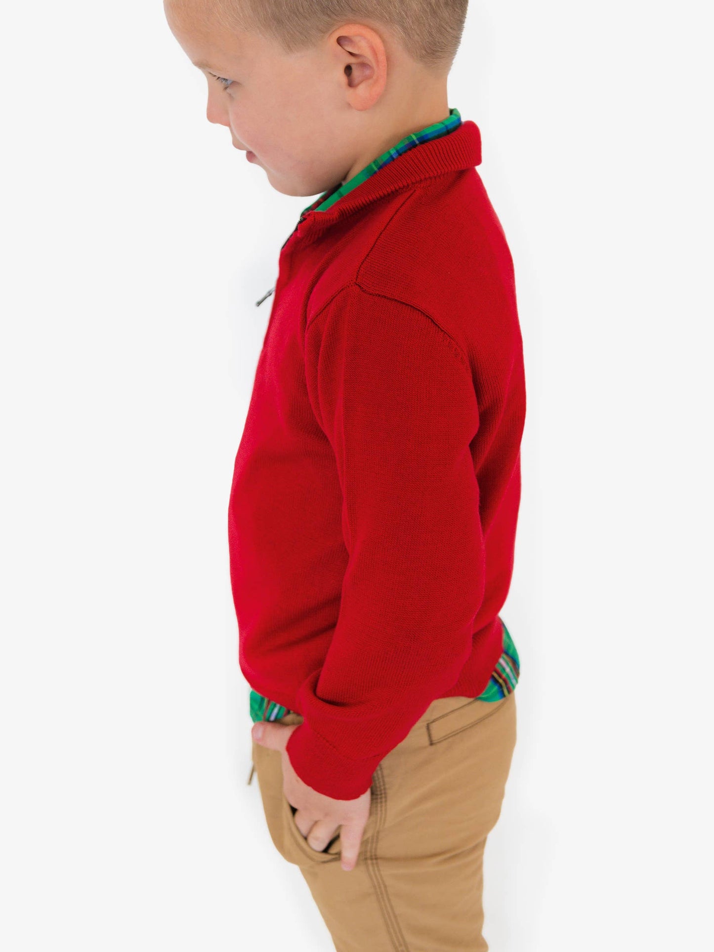 Boys Red Quarter-Zip Sweater