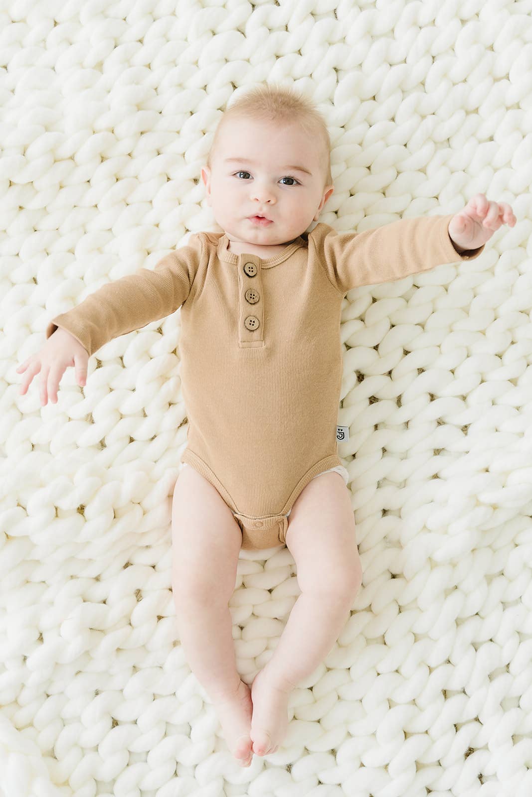 Organic 3 Button Bodysuit | Latte